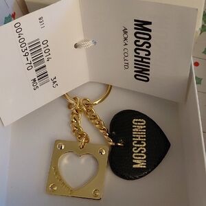 Moschino Black & Gold Heart Charm Keyring / Purse Charm